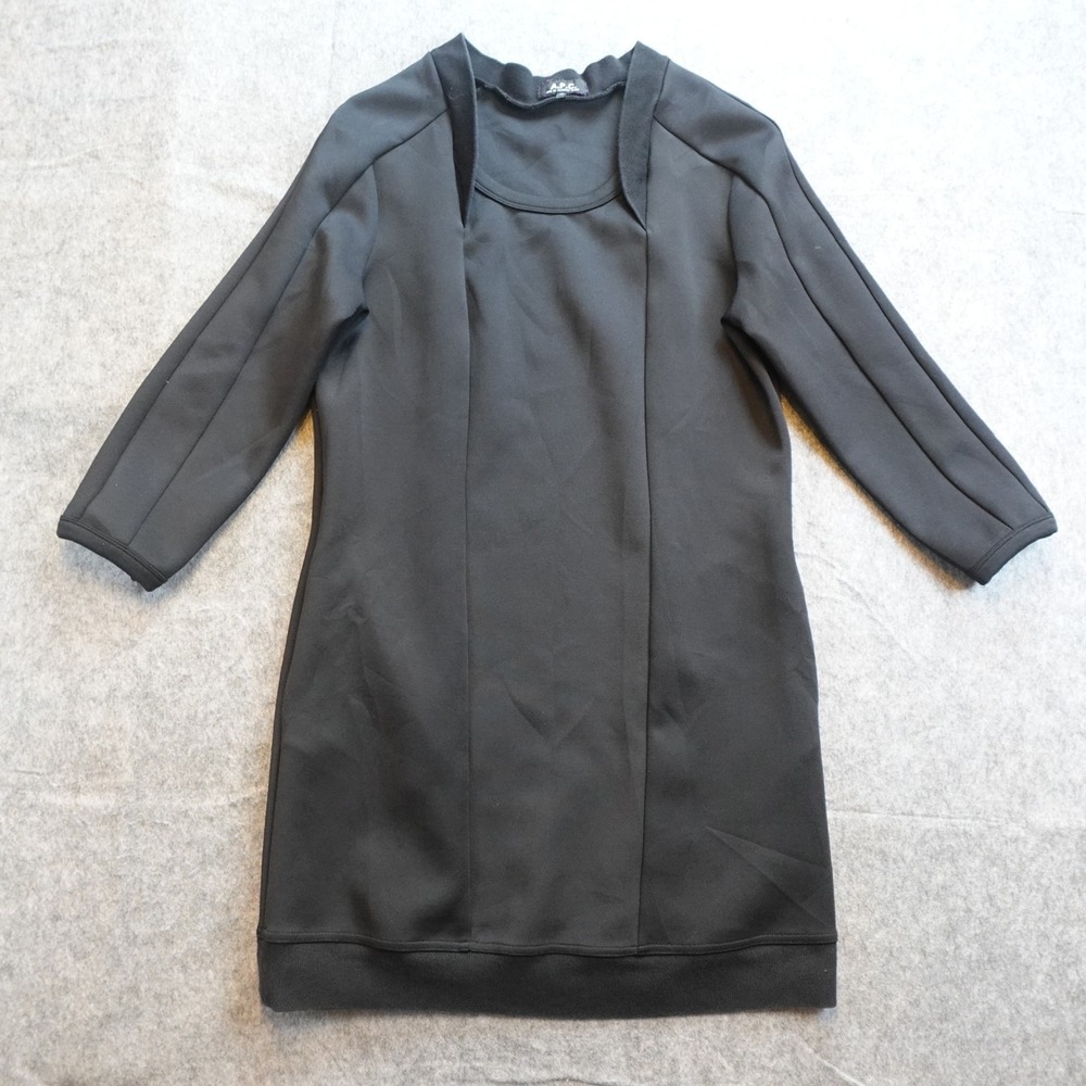 APC‎ Dress Womens 38 US 6 Black Scuba Three Quarter Sleeve Mini Pockets Shift